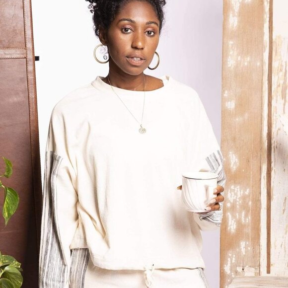 Eva Franco Chia Zen Stripe Sweatshirt Stripe 100% Cotton - Picture 5 of 9